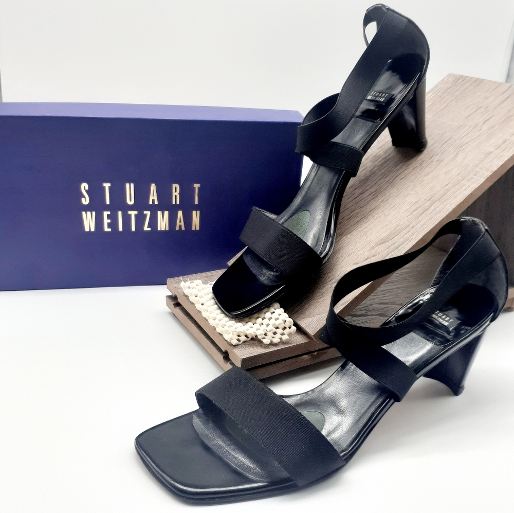 Stuart Weitzman Travelex Black Elastic 11 AA Women's High heel Shoes